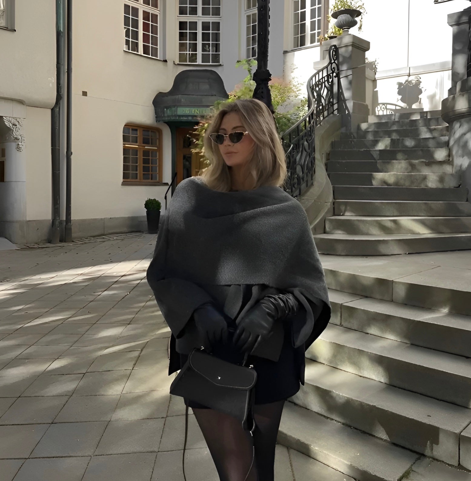 Poncho Colette para mujer de lana – Poncho asimétrico elegante con calidez acogedora