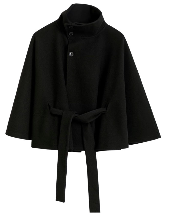 Adeline Manteau Femme en Laine – Manteau Long avec Col Montant, Ceinture Amovible et Coupe Élégante