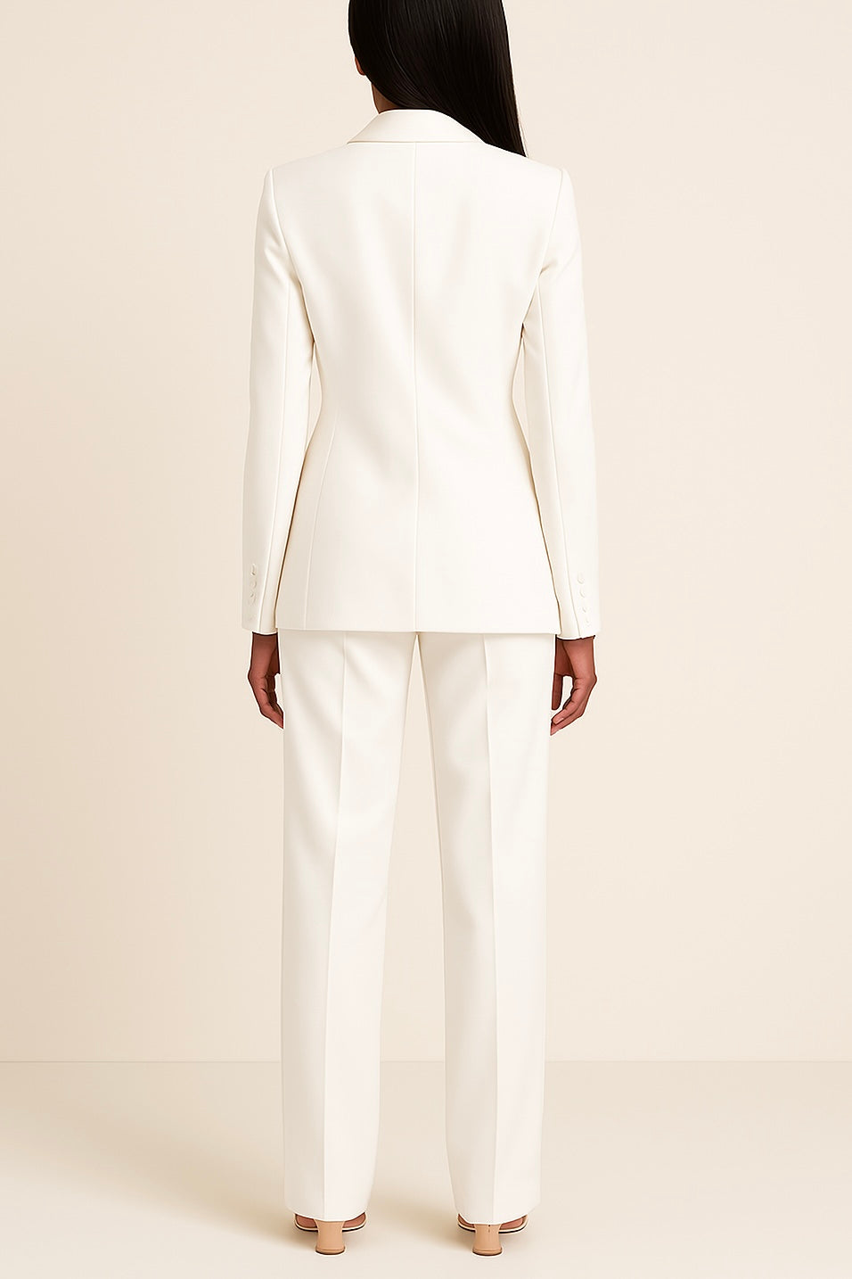 Noemi Ensemble Femme Satiné – Tailleur Pantalon Élégant avec Blazer Cintré et Coupe Fluide
