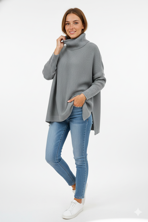 Brooke Pull Col Roulé Femme – Pull Oversize en Maille Ultra-Douce avec Col Haut Élégant
