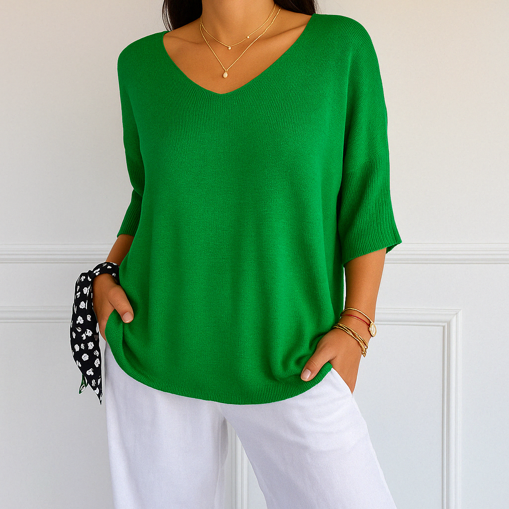 Harper Pull Col V Femme – Maille Fine, Doux & Élégant pour un Style Raffiné