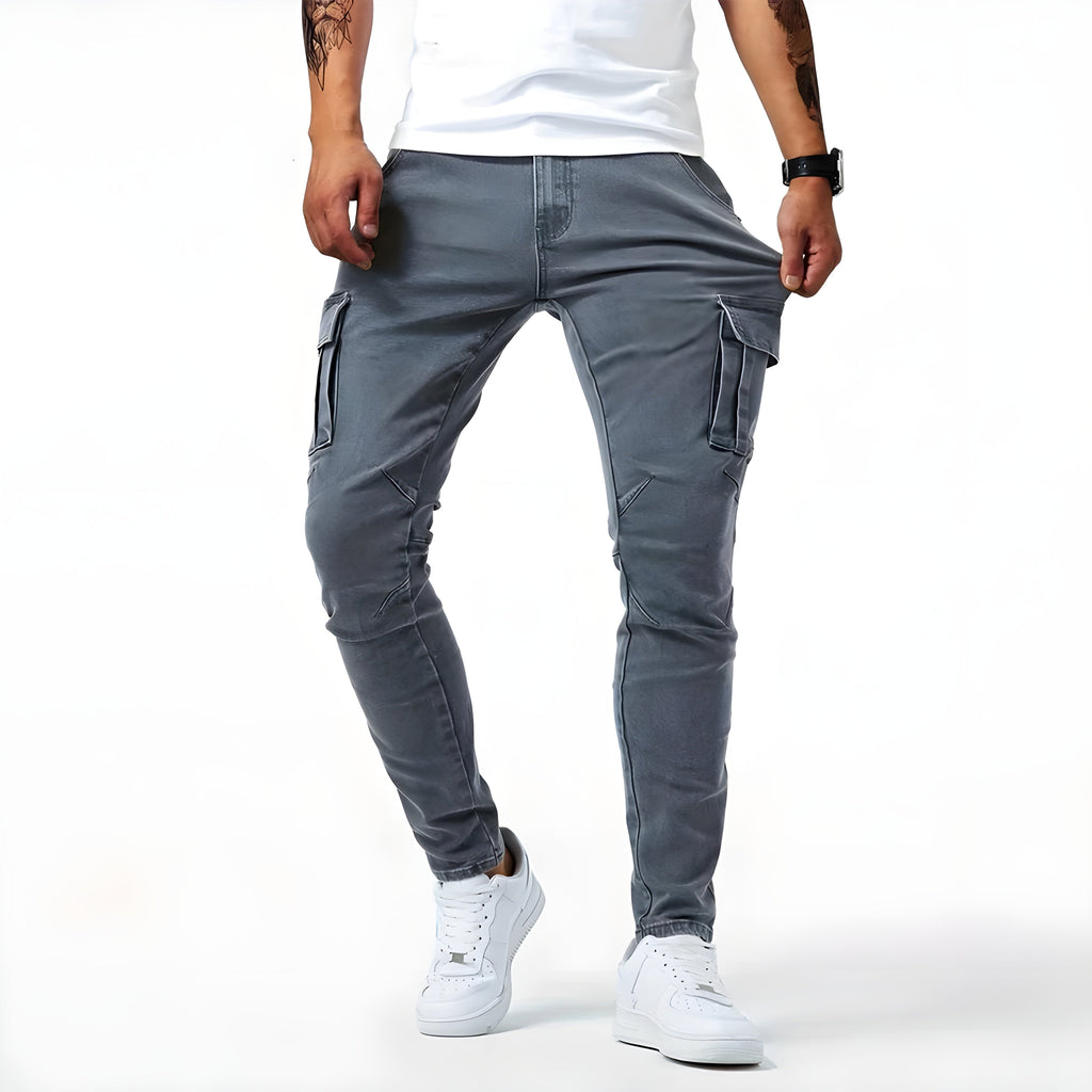 Jake Pantalon Cargo Homme – Jean Stretch Moderne avec Coupe Ajustée & Poches Fonctionnelles