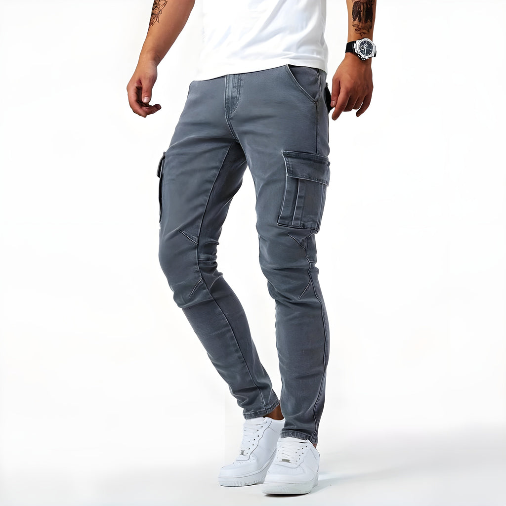 Jake Pantalon Cargo Homme – Jean Stretch Moderne avec Coupe Ajustée & Poches Fonctionnelles