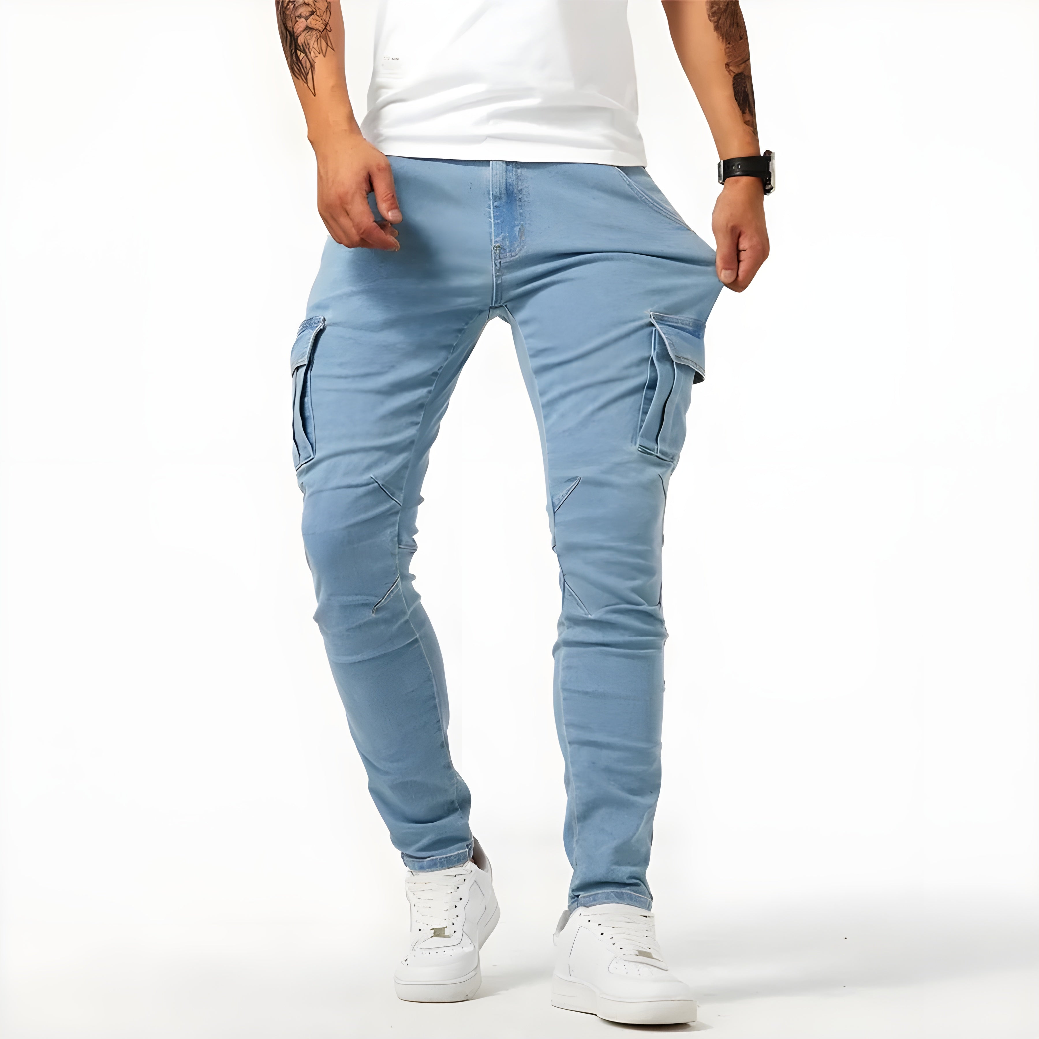 Jake Pantalon Cargo Homme – Jean Stretch Moderne avec Coupe Ajustée & Poches Fonctionnelles