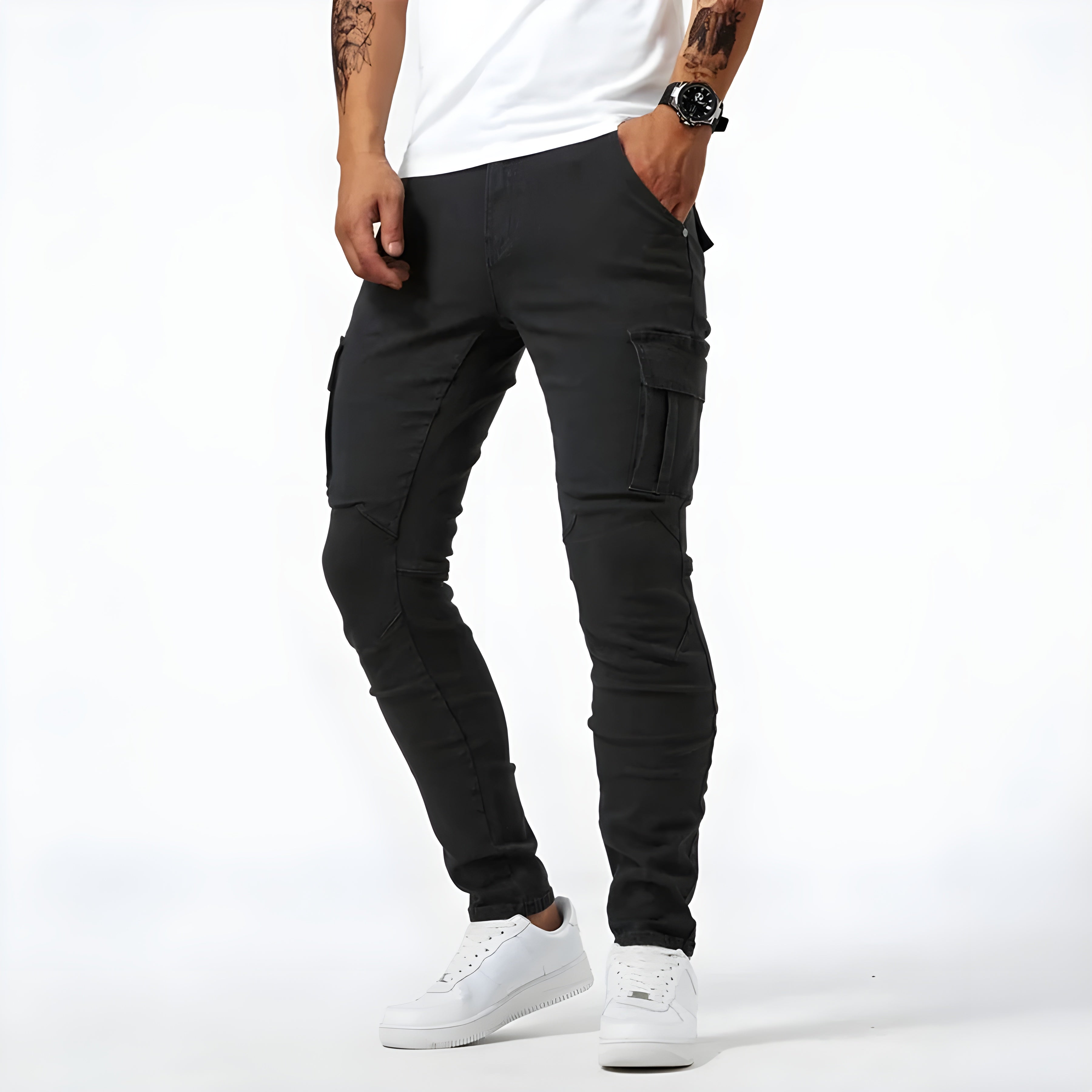Jake Pantalon Cargo Homme – Jean Stretch Moderne avec Coupe Ajustée & Poches Fonctionnelles