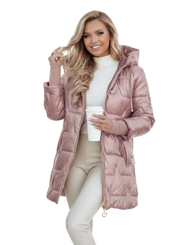 Amanda Manteau d'Hiver Femme – Veste Élégante avec Capuche, Poches & Fermeture à Boutons