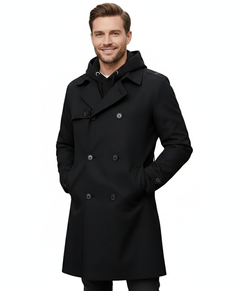 Kevin Trench-Coat Homme Classique Double Boutonnage – Col à Revers avec Ceinture Ajustable