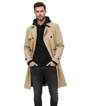 Kevin Trench-Coat Homme Classique Double Boutonnage – Col à Revers avec Ceinture Ajustable