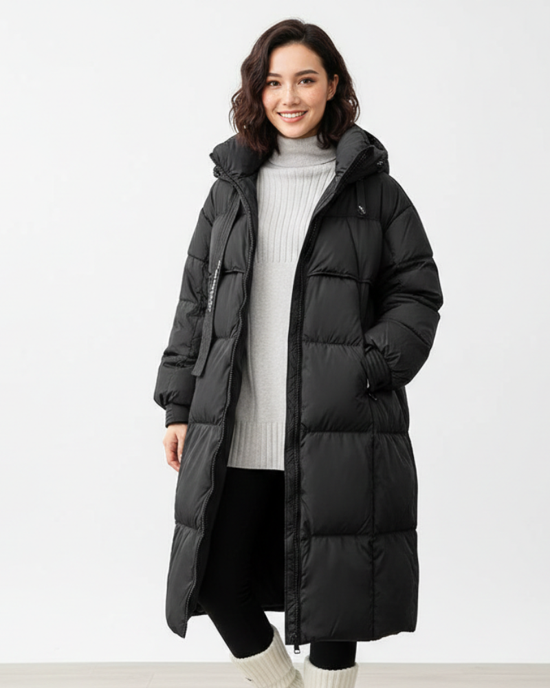 Lily Parka Longue Femme – Manteau Matelassé Chaud avec Capuche et Coupe Relax