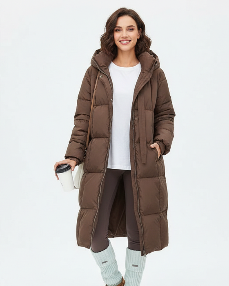 Lily Parka Longue Femme – Manteau Matelassé Chaud avec Capuche et Coupe Relax