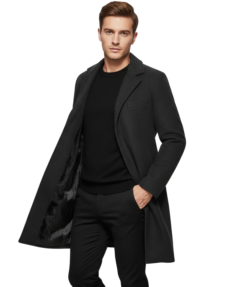 Corvin Manteau d'Hiver Homme – Manteau Long Coupe-Vent avec Boutonnage Classique et Style Élégant