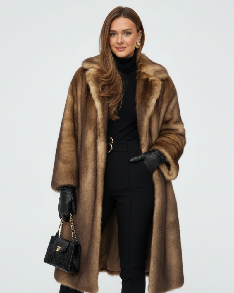 Odessa Manteau Long d'Hiver Femme – Manteau Élégant en Fibres Durables avec Coupe Longue et Chaleur Confortable