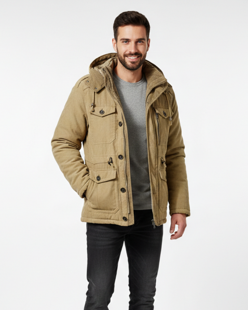 Mason Veste d'Hiver Homme – Manteau Imperméable avec Doublure Fleece et Capuche Ajustable
