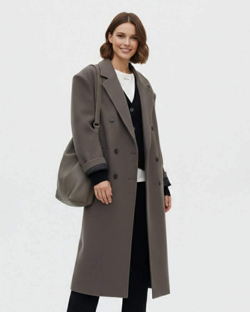 Clara Manteau Oversize Femme – Veste à Double Boutonnage & Épaules Structurées Élégantes