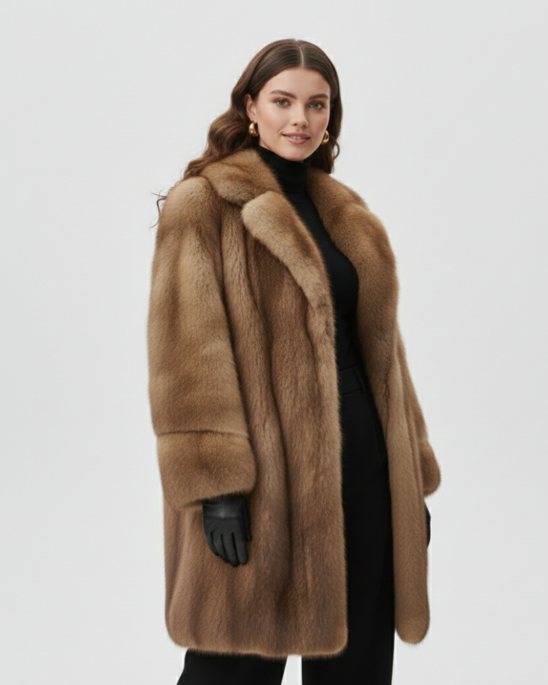 Odessa Manteau Long d'Hiver Femme – Manteau Élégant en Fibres Durables avec Coupe Longue et Chaleur Confortable