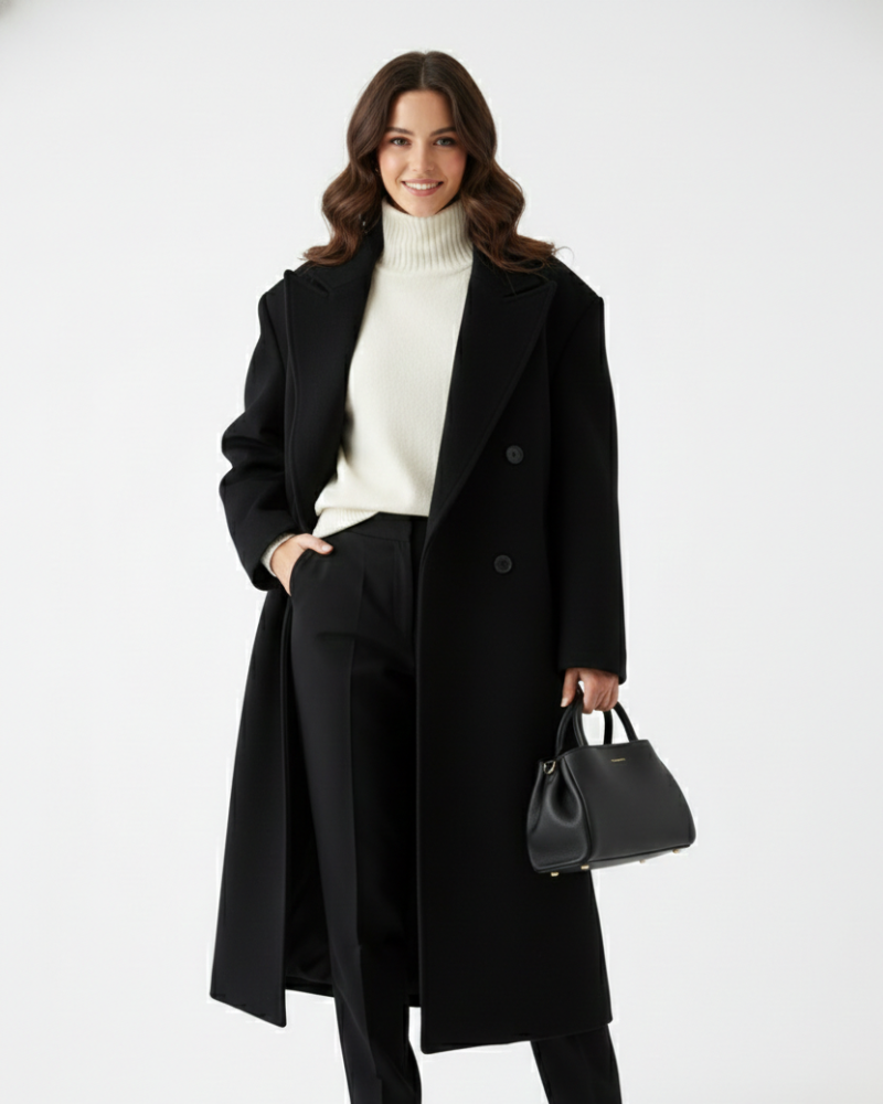 Clara Manteau Oversize Femme – Veste à Double Boutonnage & Épaules Structurées Élégantes