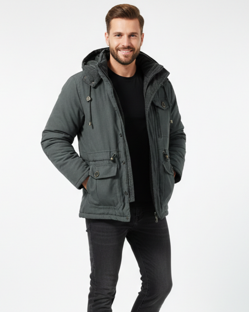 Mason Veste d'Hiver Homme – Manteau Imperméable avec Doublure Fleece et Capuche Ajustable