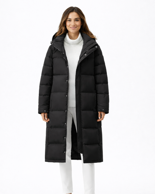 Apolline Manteau Long Femme – Veste Matelassée Chaude avec Capuche & Col Montant