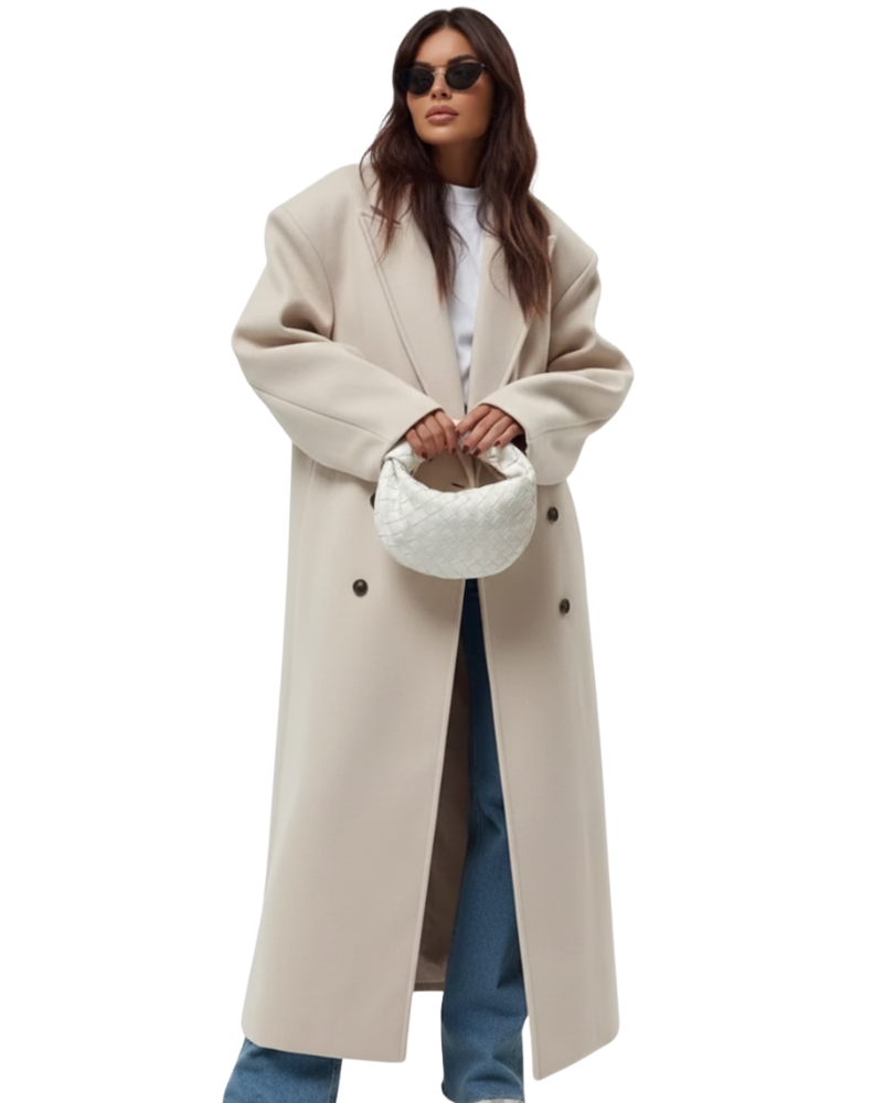 Clara Manteau Oversize Femme – Veste à Double Boutonnage & Épaules Structurées Élégantes