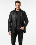 Wyatt Manteau Long en Cuir Homme – Manteau Élégant à Coupe Confortable pour l'Automne et l'Hiver