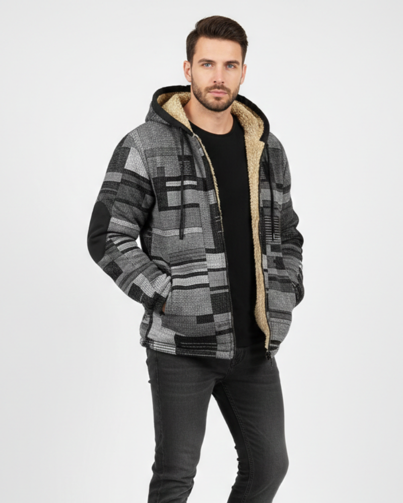 Nicolas Gilet Homme Patchwork – Veste Polaire à Capuche, Coupe Confortable & Style Urbain