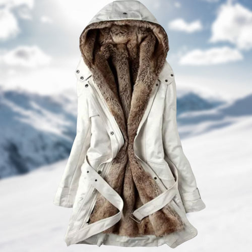 Brooke Parka Longue Femme – Manteau d'Hiver avec Capuche Doublée en Fausse Fourrure & Taille Ajustable