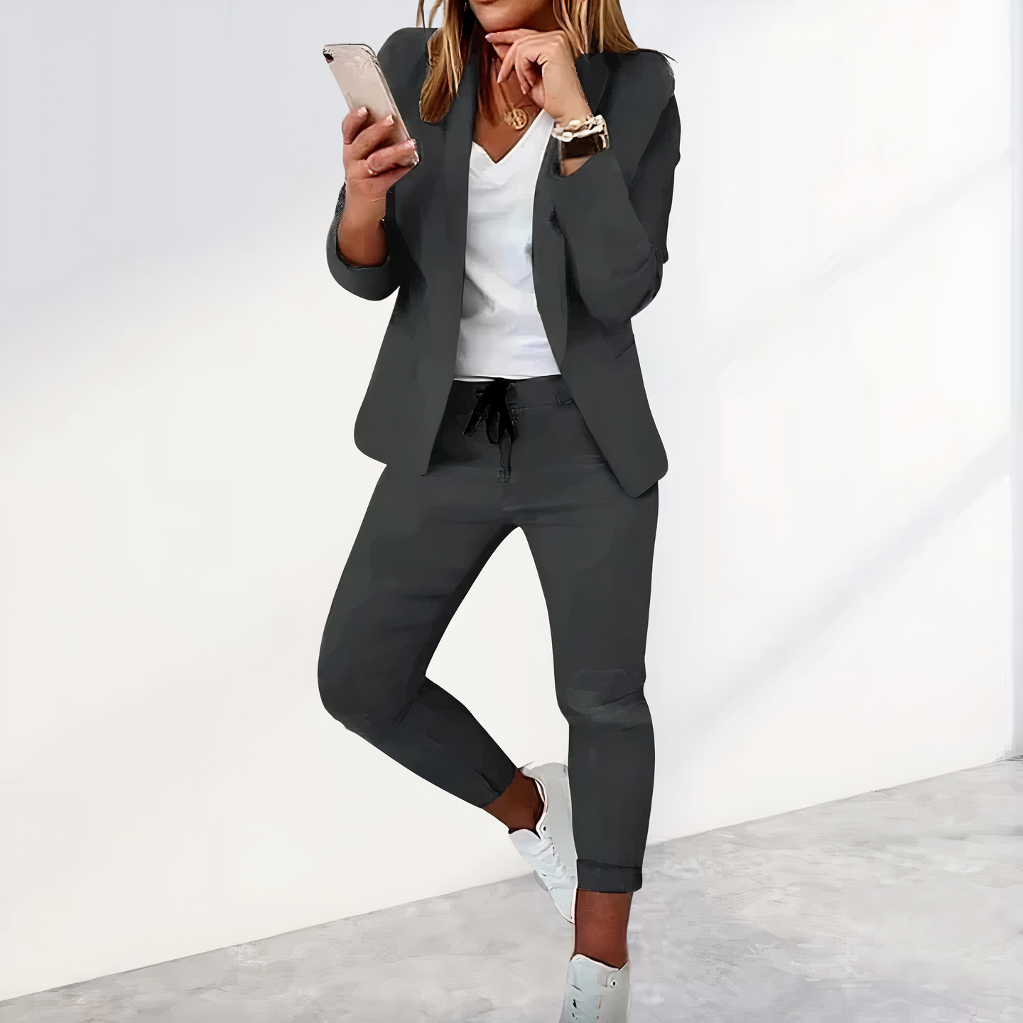 Olivia Ensemble Femme – Tailleur 2 Pièces avec Blazer Élégant et Pantalon Coupe Fluide