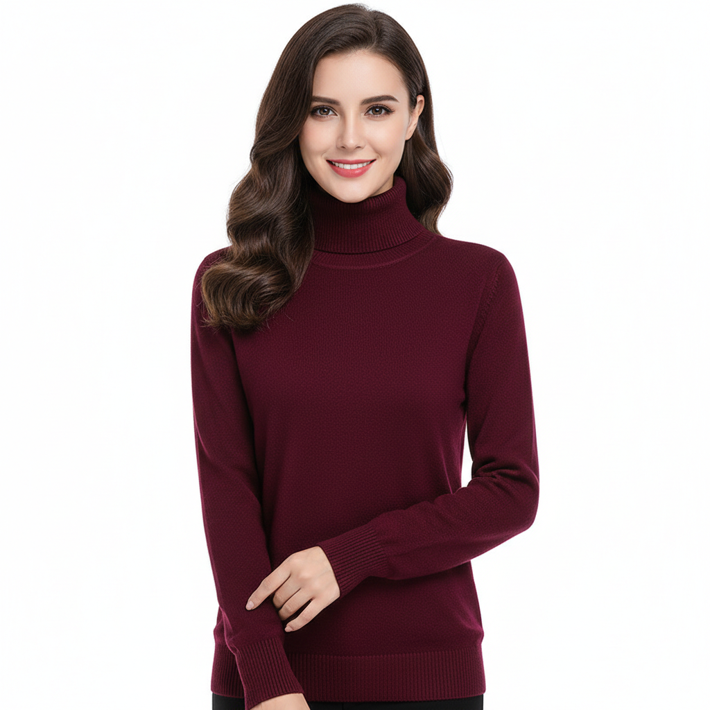 Kimberly Pull Col Roulé Femme – Pull en Cachemire Doux à Coupe Ajustée et Élégante