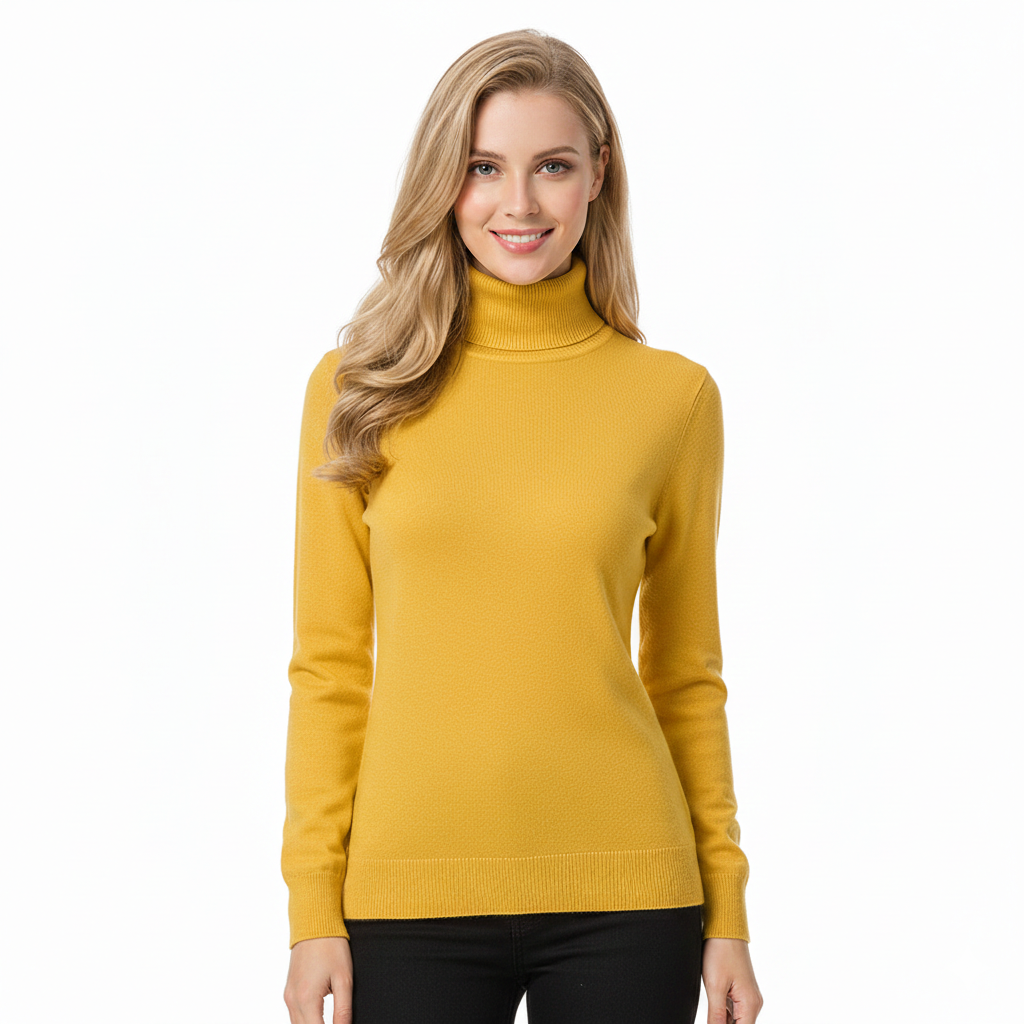 Kimberly Pull Col Roulé Femme – Pull en Cachemire Doux à Coupe Ajustée et Élégante