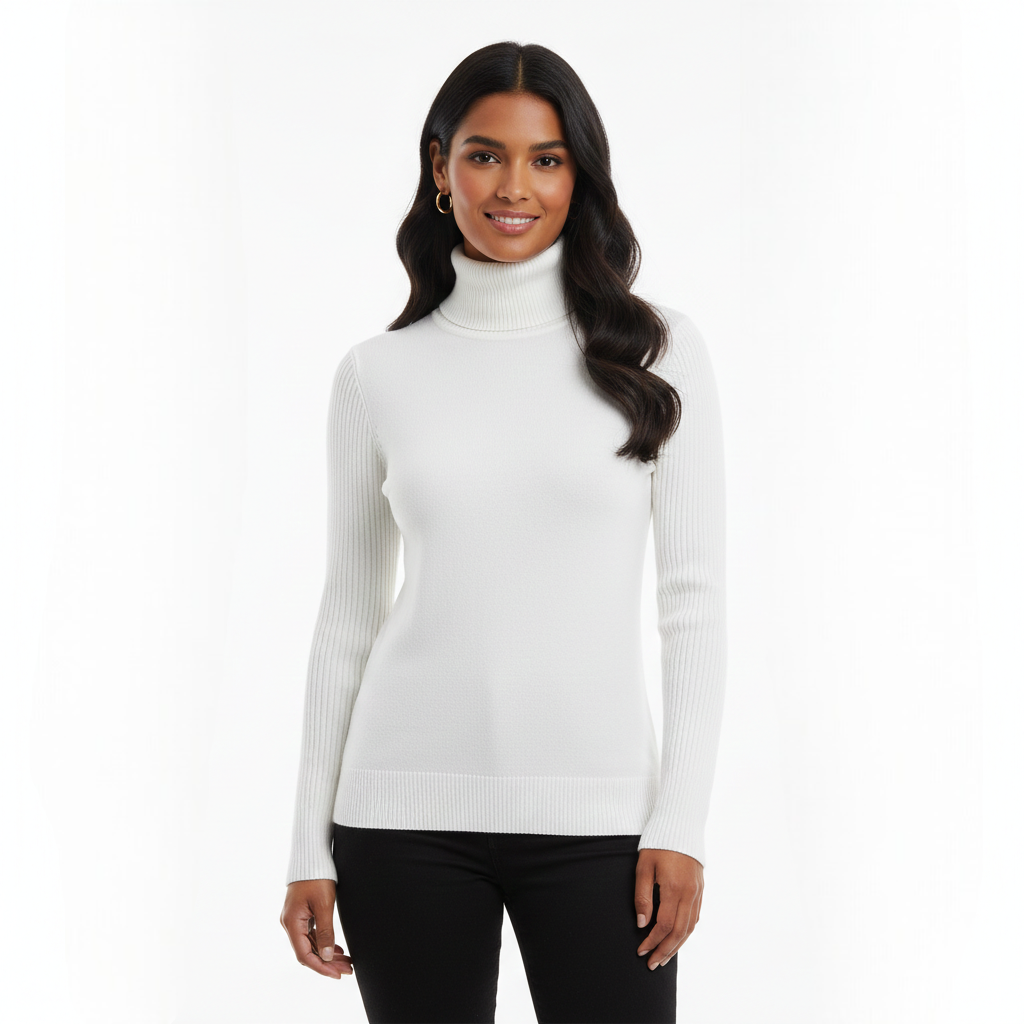 Kimberly Pull Col Roulé Femme – Pull en Cachemire Doux à Coupe Ajustée et Élégante