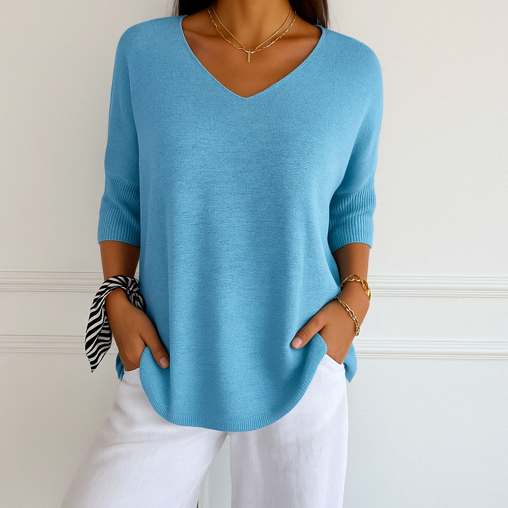 Harper Pull Col V Femme – Maille Fine, Doux & Élégant pour un Style Raffiné