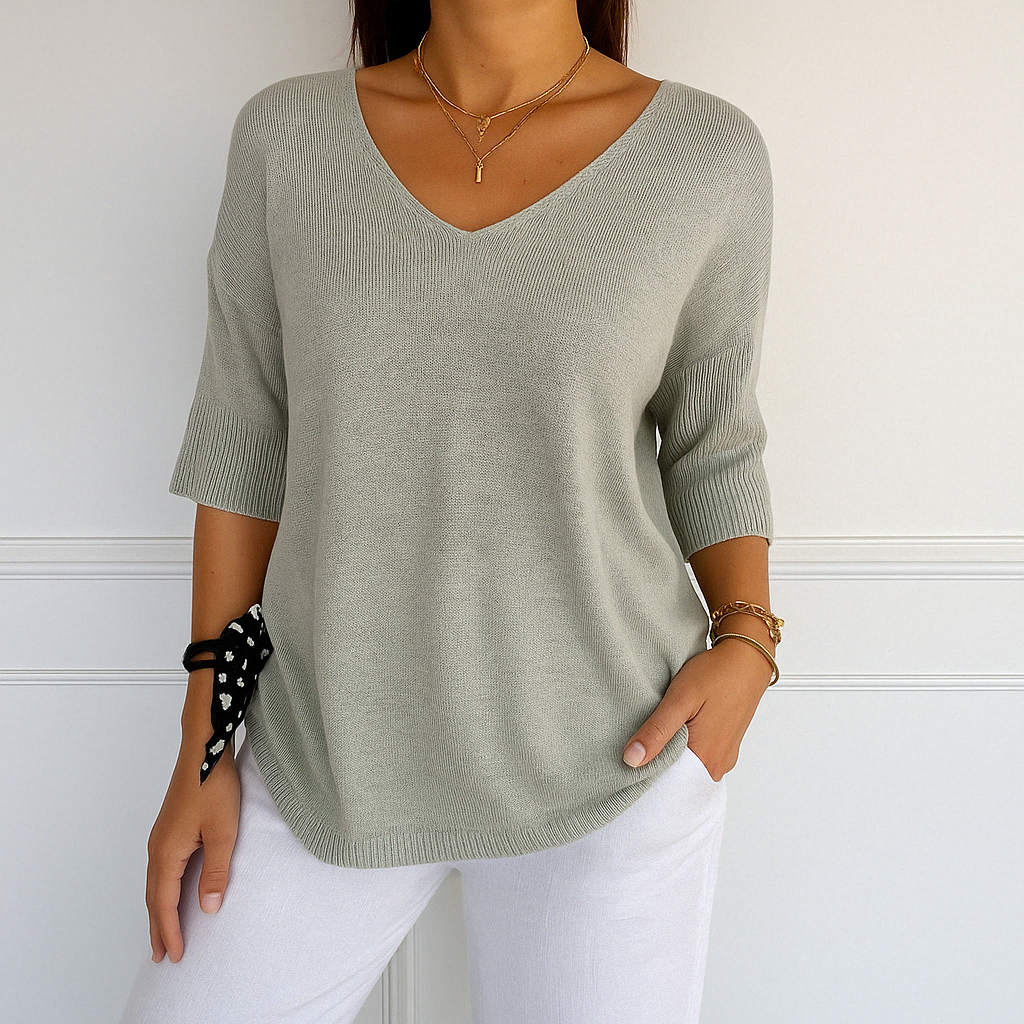 Harper Pull Col V Femme – Maille Fine, Doux & Élégant pour un Style Raffiné