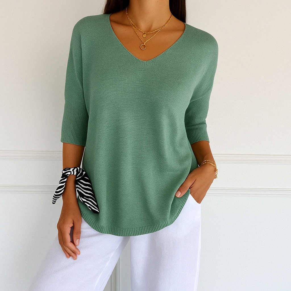 Harper Pull Col V Femme – Maille Fine, Doux & Élégant pour un Style Raffiné