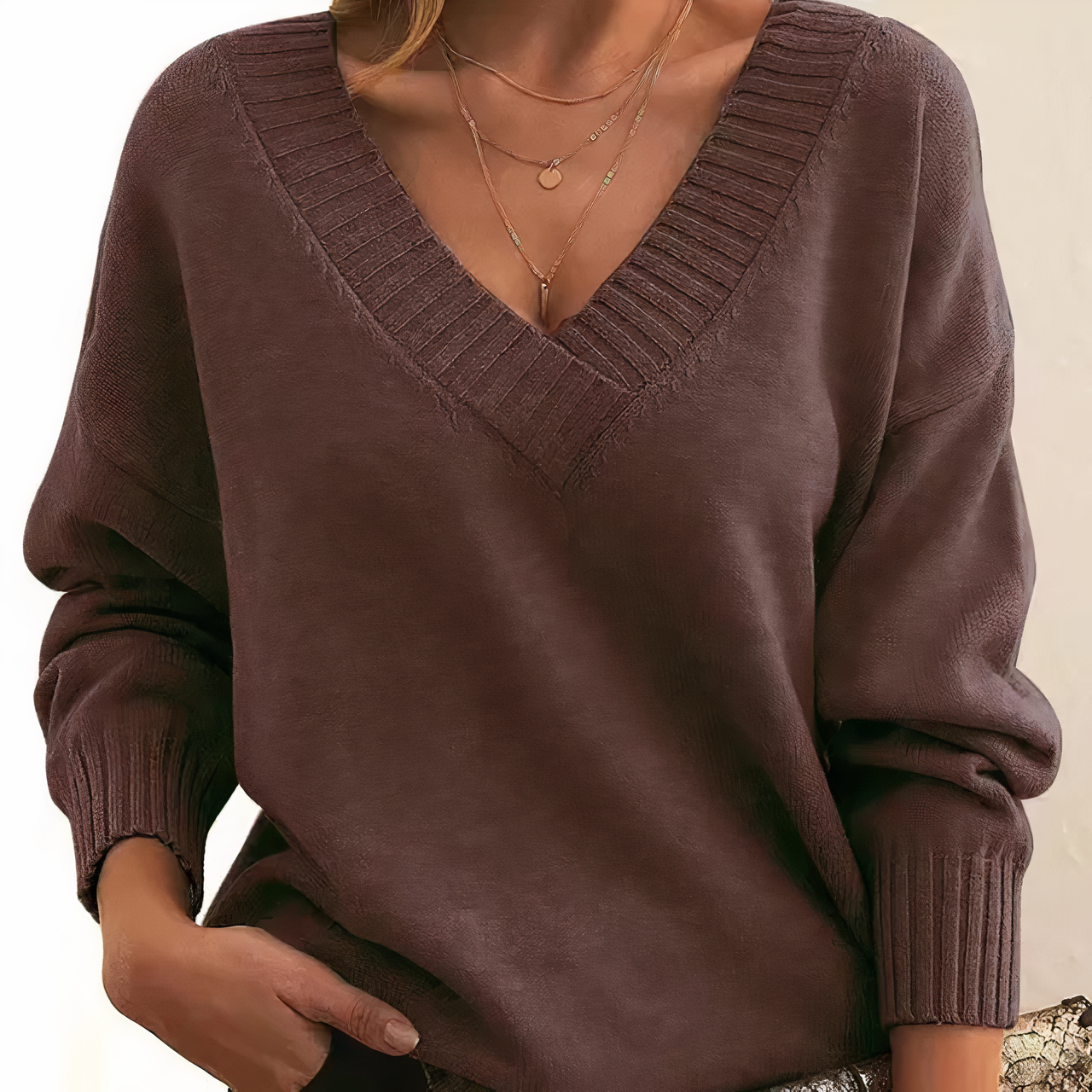 Lily Pull Femme en Cachemire – Pull à Col V en 100 % Cachemire Doux et Élégant