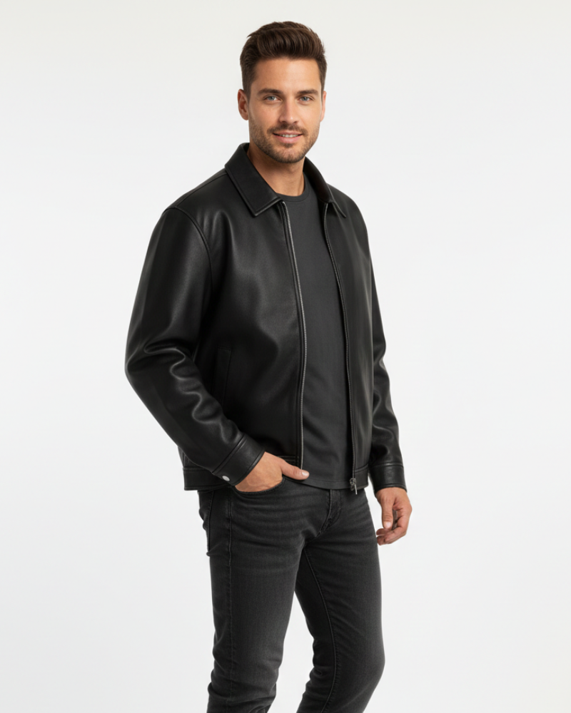 Gabriel Veste en Cuir Homme – Blouson Zippé à Coupe Moderne & Style Urbain Élégant