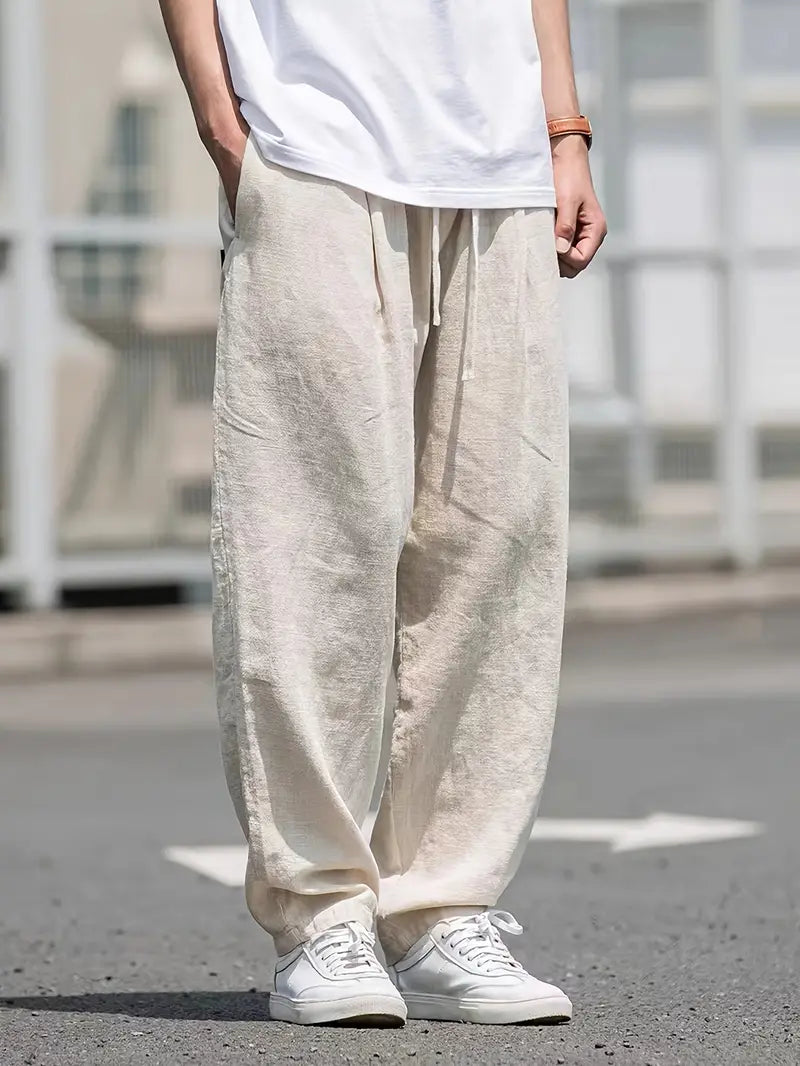 Logan Pantalon en Lin Homme – Pantalon Léger à Coupe Ample avec Confort Respirant & Style Décontracté