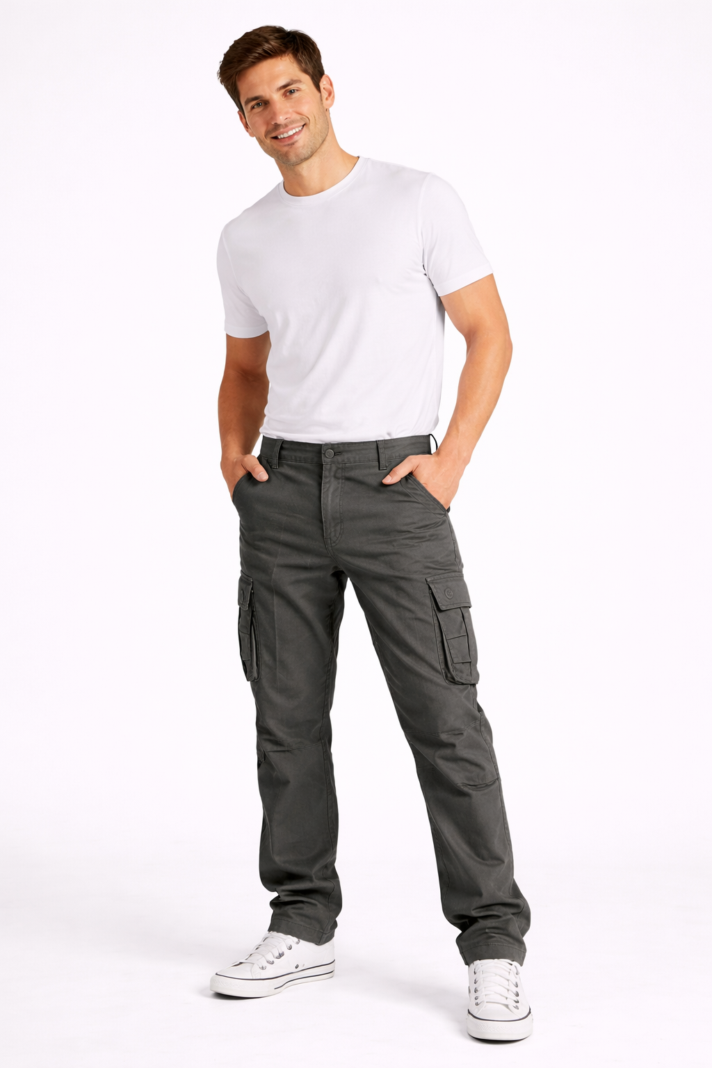 Tristan Pantalon Cargo Homme – Coupe Droite en Coton Respirant avec Poches Utilitaires