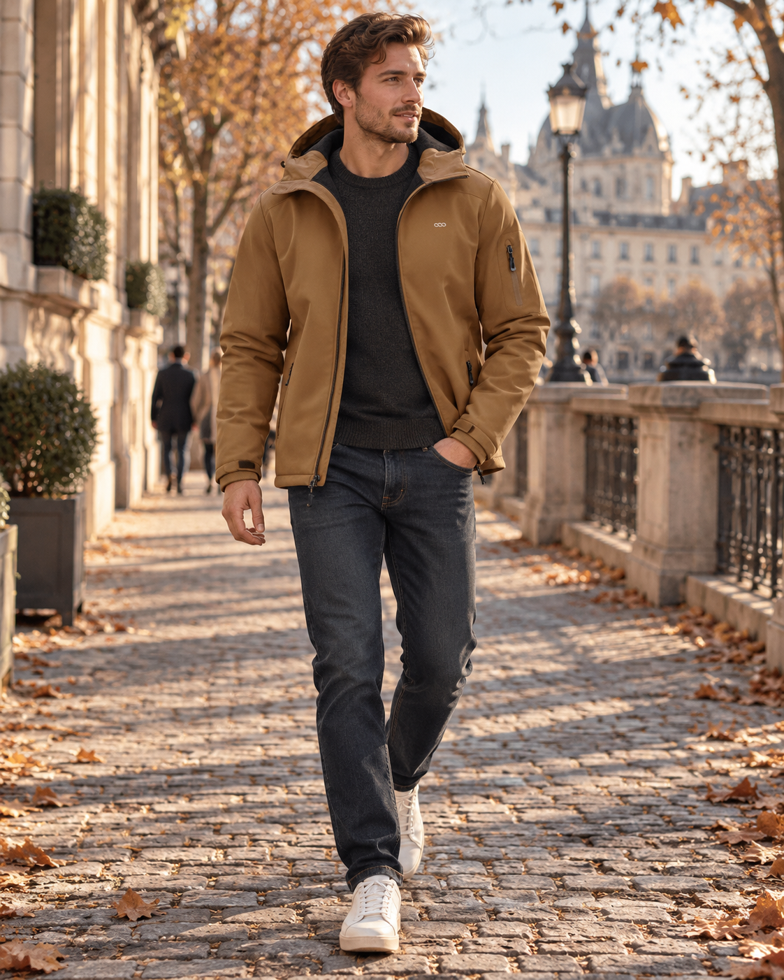 Edmund Veste Softshell Homme – Imperméable 8000 mm, Polaire, Capuche et 5 Poches