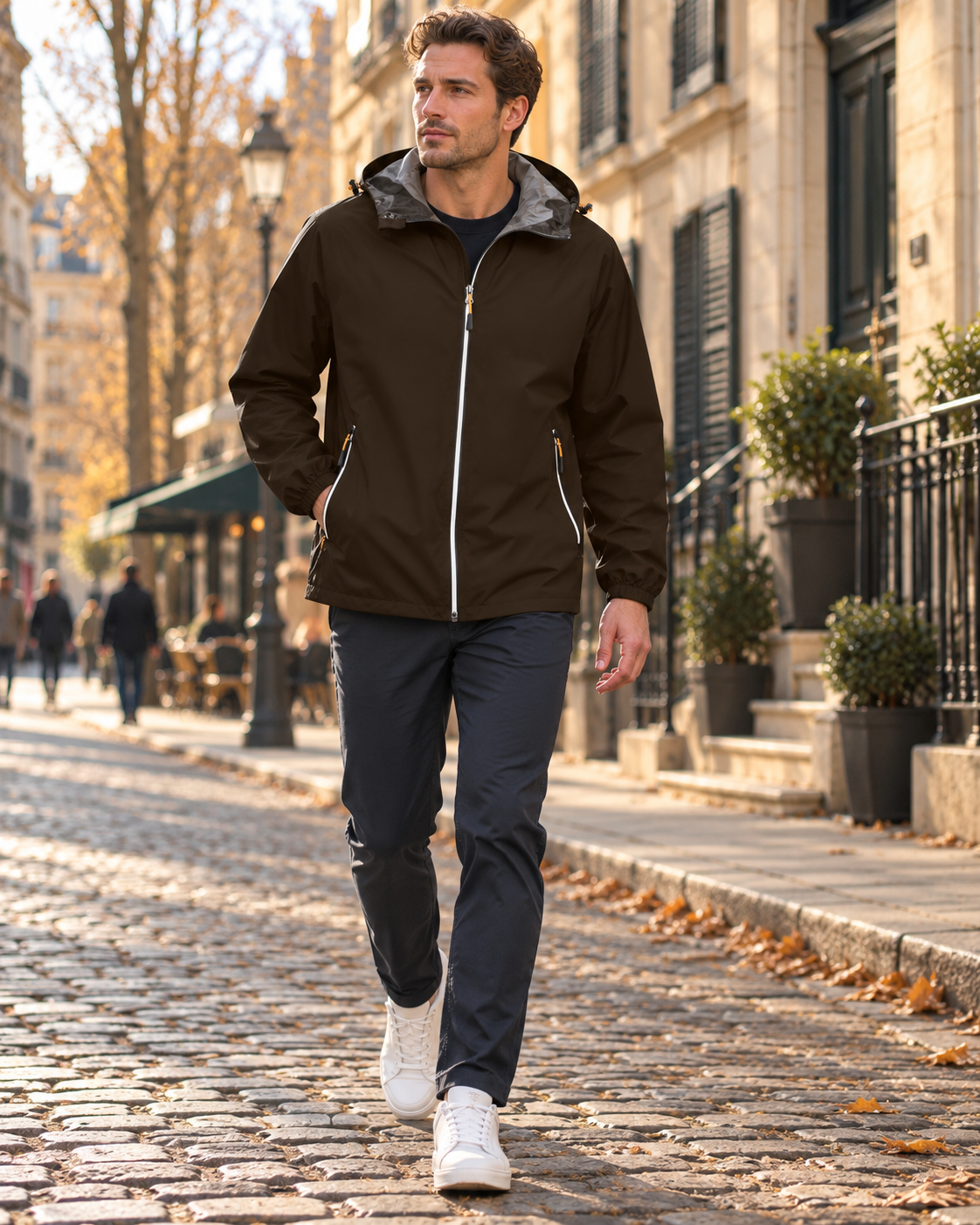 Duncan Veste Imperméable Homme – Coupe-Vent, Capuche Ajustable et Poches Zippées