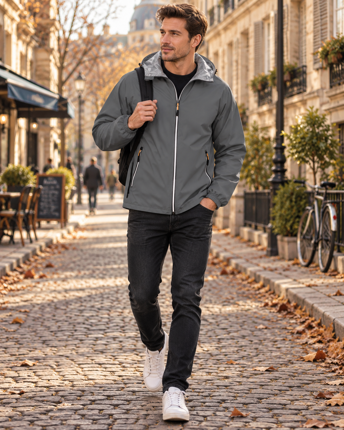 Duncan Veste Imperméable Homme – Coupe-Vent, Capuche Ajustable et Poches Zippées