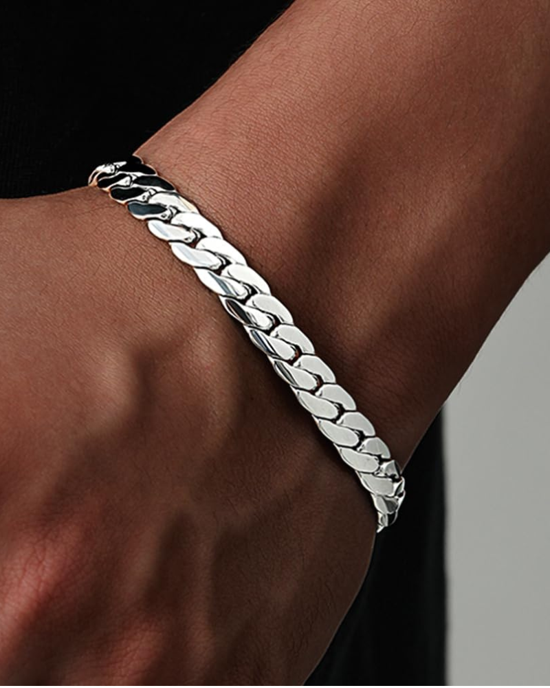 Nolan Bracelet Homme – Bracelet Chaîne Cubaine en Acier Inoxydable Style Classique