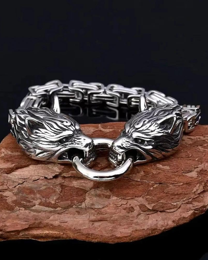 Colton Bracelet Homme – Bracelet Loup Viking Acier Inoxydable Style Celtique Byzantin