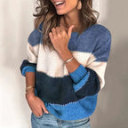 Sarah Pull Femme Rayé – Tricot Chaud et Confortable avec Coupe Décontractée Élégante