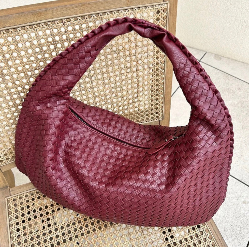 Madison Sac à Main Tressé Femme – Sac Élégant en Cuir Végan avec Grand Compartiment et Fermeture Éclair