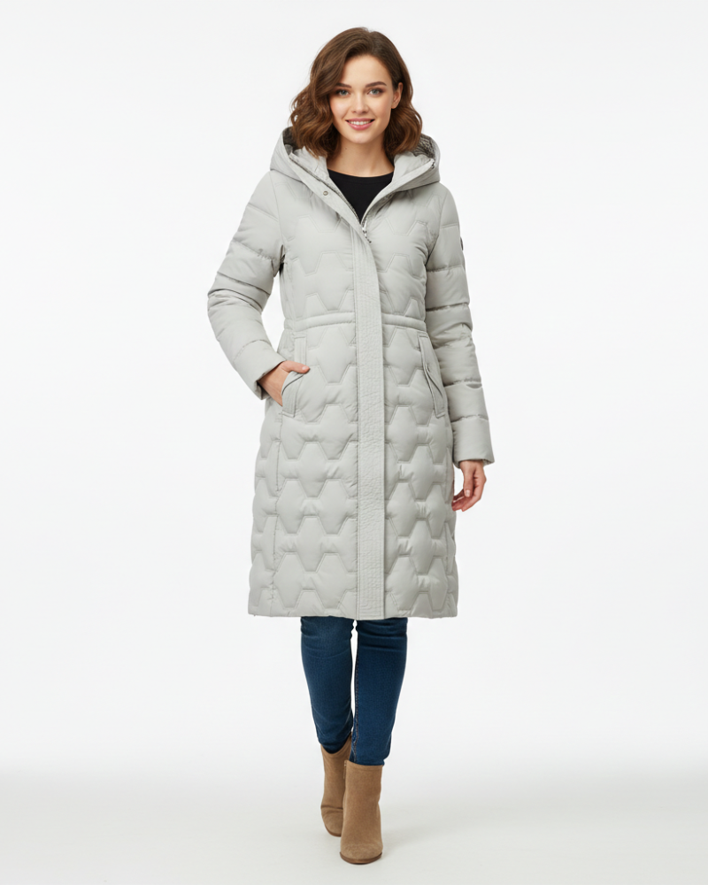 Celestine Manteau Long Femme à Capuche – Manteau Matelassé Élégant avec Isolation Chaude et Confort Hivernal