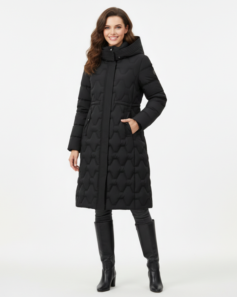 Celestine Manteau Long Femme à Capuche – Manteau Matelassé Élégant avec Isolation Chaude et Confort Hivernal