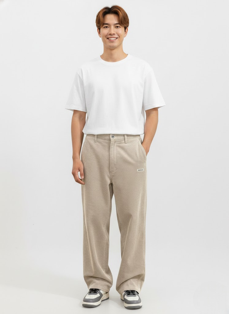 Parker Pantalon Homme en Velours Côtelé Loose Fit – Coupe Droite Décontractée & Style Streetwear Moderne
