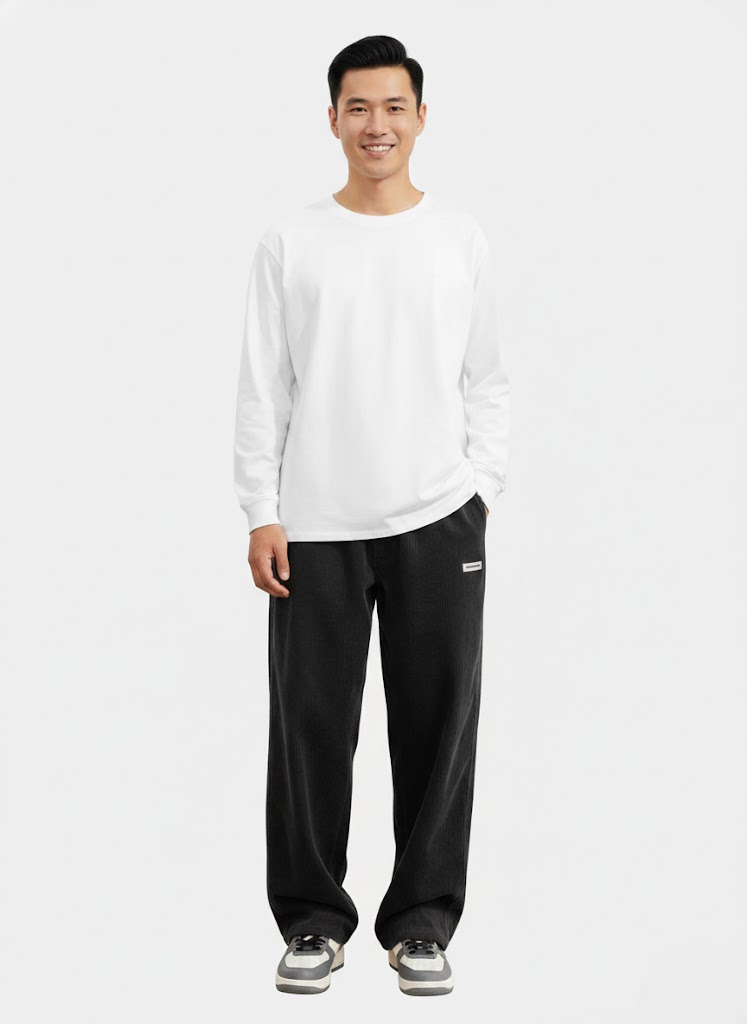 Parker Pantalon Homme en Velours Côtelé Loose Fit – Coupe Droite Décontractée & Style Streetwear Moderne