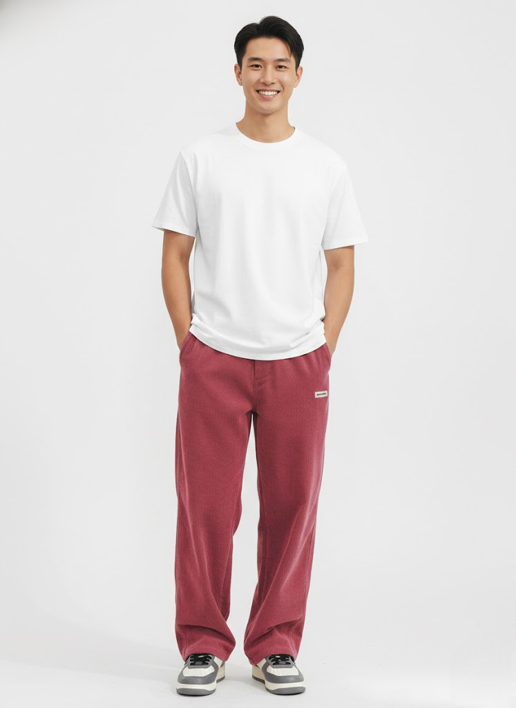 Parker Pantalon Homme en Velours Côtelé Loose Fit – Coupe Droite Décontractée & Style Streetwear Moderne