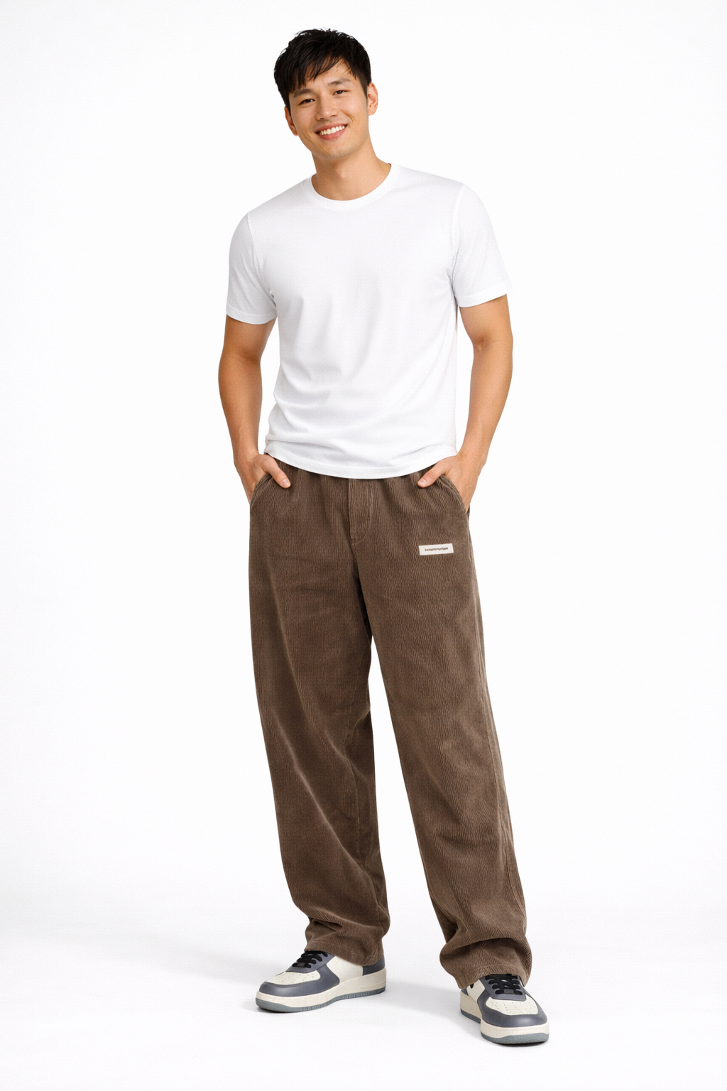 Parker Pantalon Homme en Velours Côtelé Loose Fit – Coupe Droite Décontractée & Style Streetwear Moderne